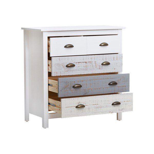 Bílo-šedá komoda se 4 šuplíky Marckeric Romantica, 79 x 80 cm-image-4