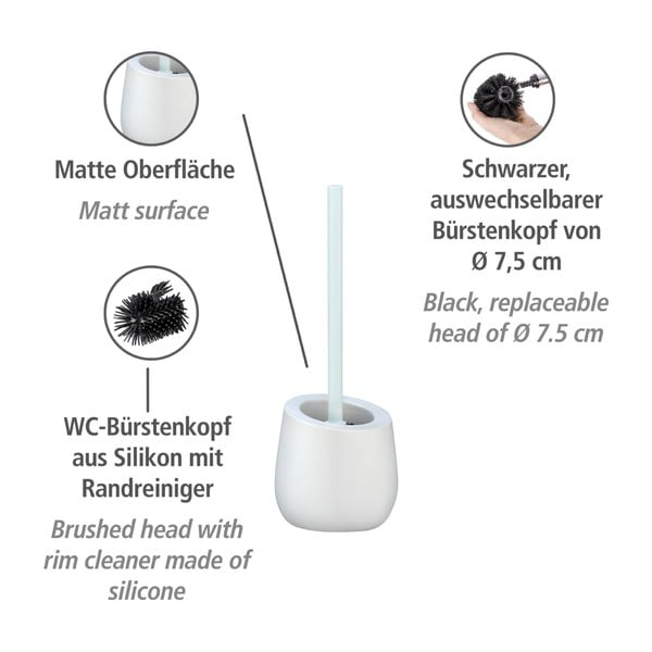 Bílý keramický toaletní kartáč Wenko Badi-image-3