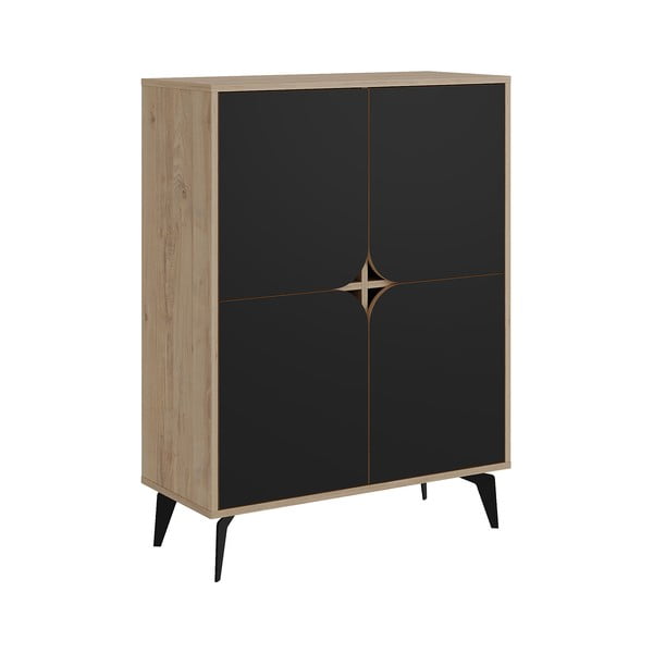 Skříňka v dekoru dubu v černo-přírodní barvě 90x120 cm Nola – Marckeric-image-2