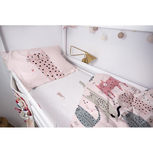 Napínací dětské prostěradlo z bavlněného saténu 200x90 cm Meow Meow - Butter Kings-image-1