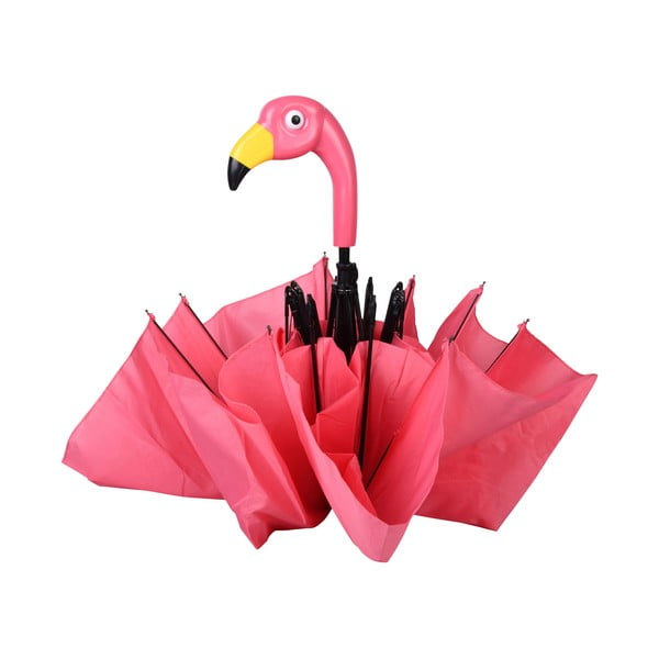 Růžový skládací deštík Esschert Design Flamingo, ⌀ 96,5 cm