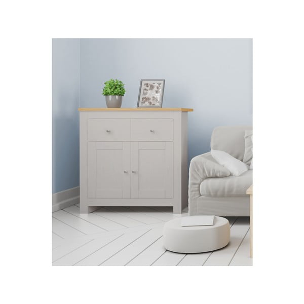 Nízká komoda v dekoru dubu v šedo-přírodní barvě 79x81 cm Emerald – Støraa-image-2