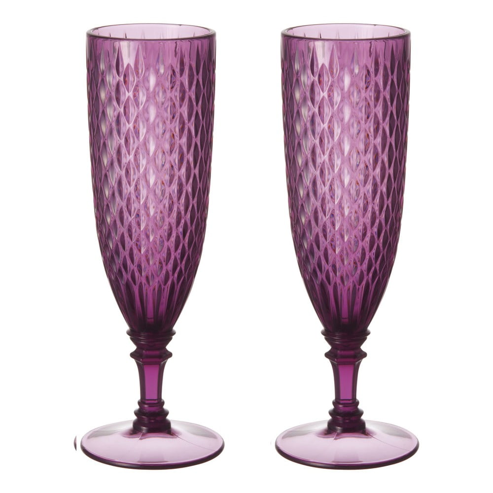 Set fialových sklenic na šampaňské, 2 ks