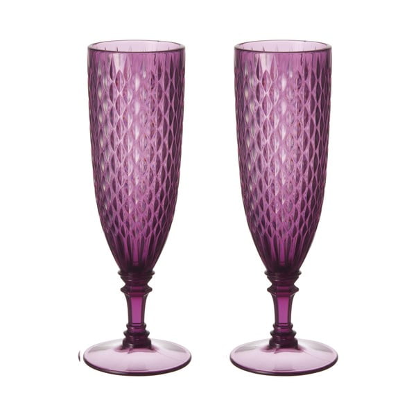 Set fialových sklenic na šampaňské, 2 ks
