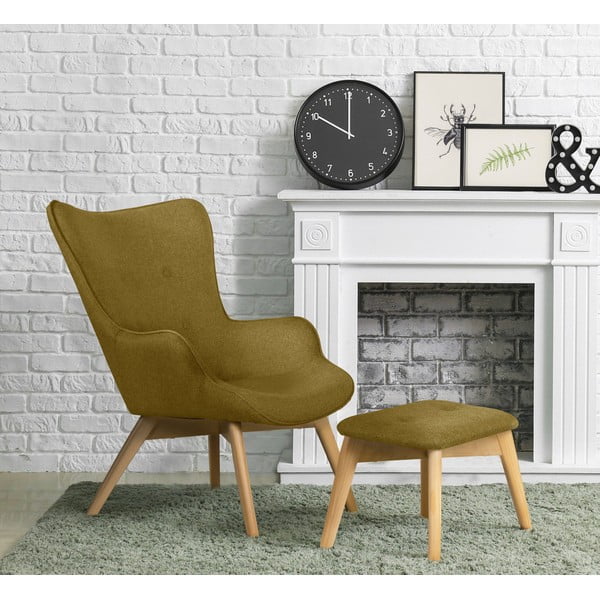 Zelené křeslo s podnožkou Niko – Ropez-image-1