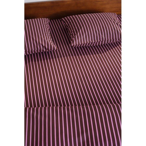 Růžové/hnědé napínací prostěradlo z bio bavlny 90x200 cm Sima – Jotex-image-2