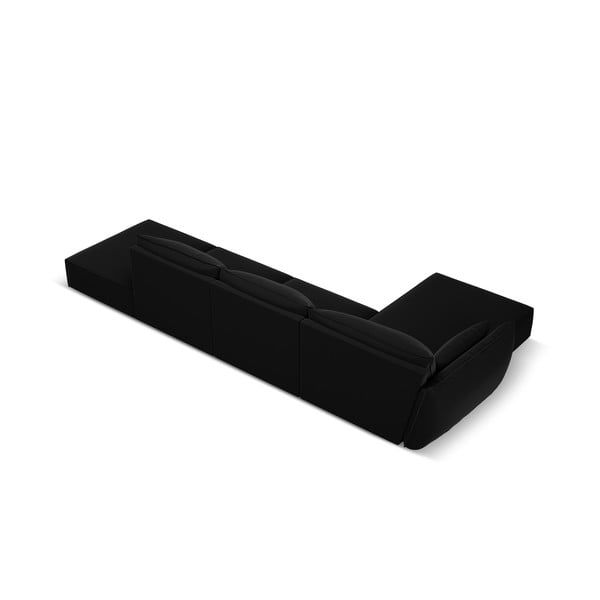 Černá sametová rohová pohovka (levý roh/s lenoškou) Vanda – Mazzini Sofas-image-3