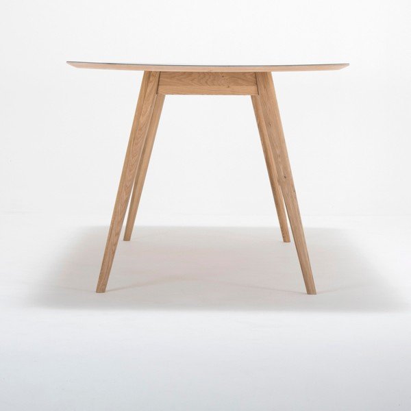 Jídelní stůl z masivního dubového dřeva s tmavě modrou deskou Gazzda Linn, 200 x 90 cm-image-3