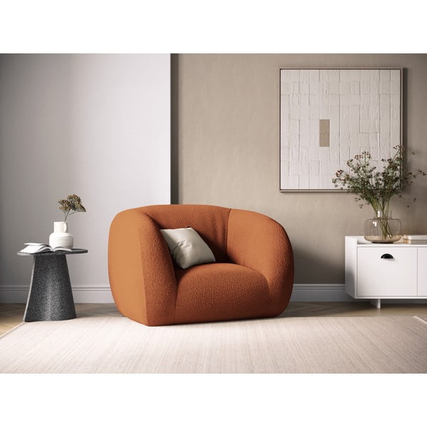 Oranžové křeslo z textilie bouclé Essen – Cosmopolitan Design-image-1