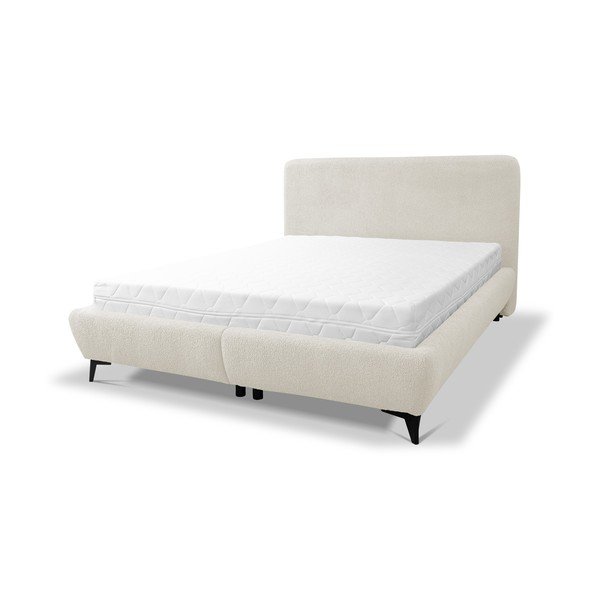 Béžová čalouněná dvoulůžková postel s úložným prostorem s roštem 140x200 cm Makapu – Makamii-image-2