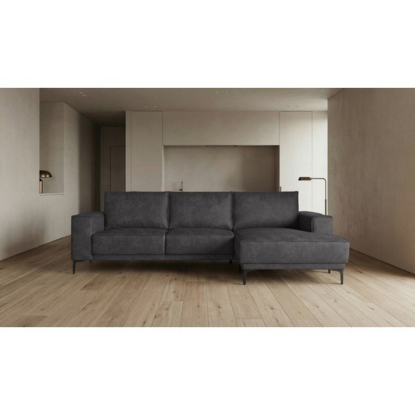 Antracitová rohová pohovka z imitace kůže (pravý roh) Copenhagen – Scandic-image-4