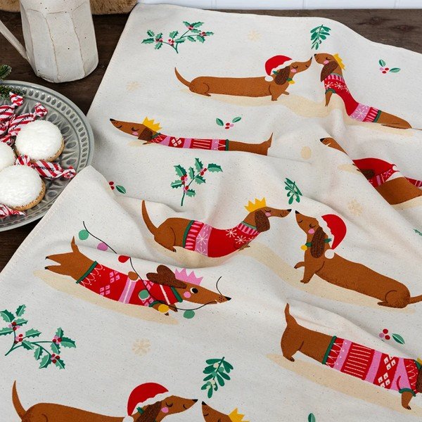 Bavlněná utěrka 70x50 cm Festive Sausage Dog – Rex London-image-1