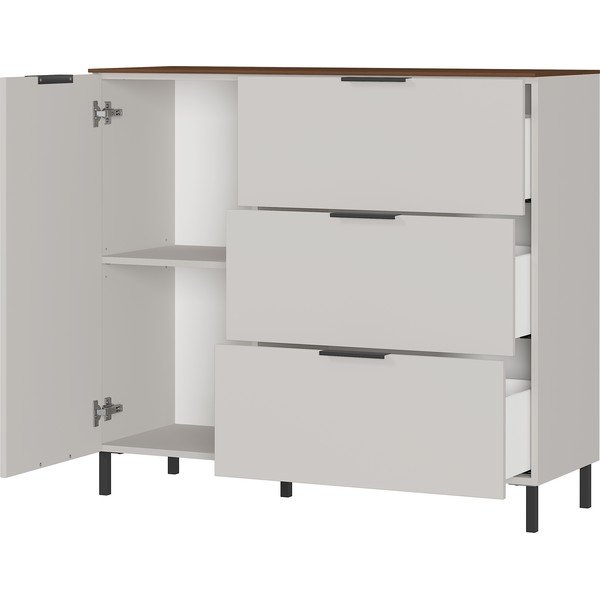 Šedobéžová nízká komoda v dekoru ořechu 109x98 cm California - Germania-image-1