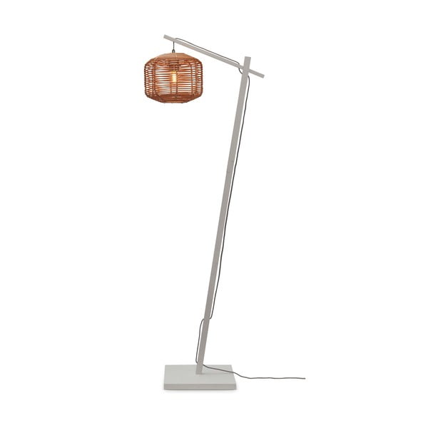 Stojací lampa s ratanovým stínidlem v bílo-přírodní barvě (výška 150 cm) Tanami – Good&Mojo