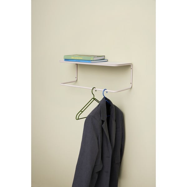 Bílý kovový nástěnný věšák s poličkou Welcome – Hübsch-image-1