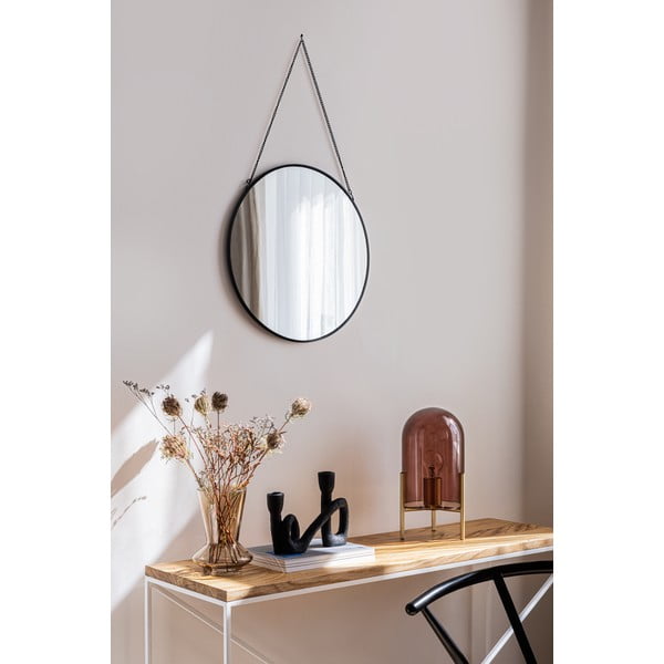 Černé nástěnné zrcadlo Bonami Essentials Moira, ø 40 cm-image-1