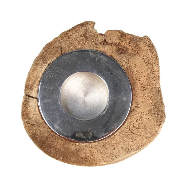 Svícen z neopracovaného teakového dřeva HSM collection Antique, výška 10 cm-image-3