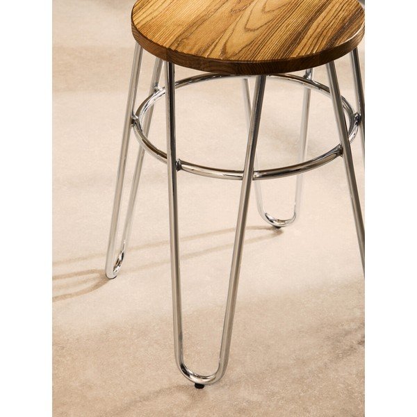 Stolička z jilmového dřeva ve stříbrné barvě/v přírodní barvě District – Premier Housewares-image-4