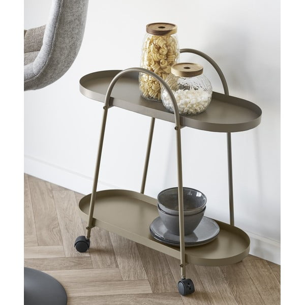 Kovový servírovací stolek na kolečkách 27,5x60 cm Empoli – House Nordic-image-2