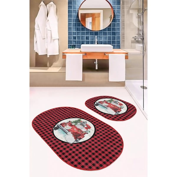 Červené/černé koupelnové předložky v sadě 2 ks 60x100 cm Full Ride – Mila Home-image-2
