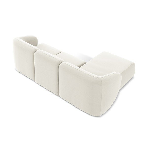 Béžová sametová rohová pohovka (levý roh/s lenoškou) Lani – Makamii-image-3