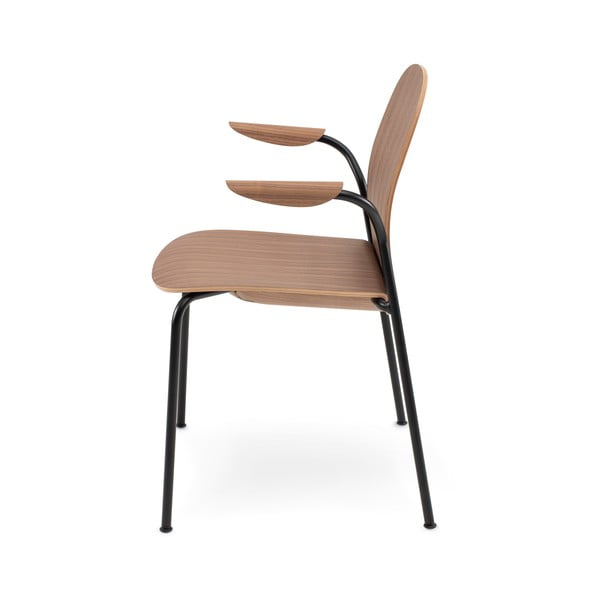 Koňakově hnědé/v přírodní barvě jídelní židle v sadě 2 ks s područkami/stohovatelné v dekoru ořechu Book – Gazzda-image-3