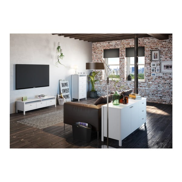 Bílá úzká komoda s 5 zásuvkami Steens New York, výška 120 cm-image-3