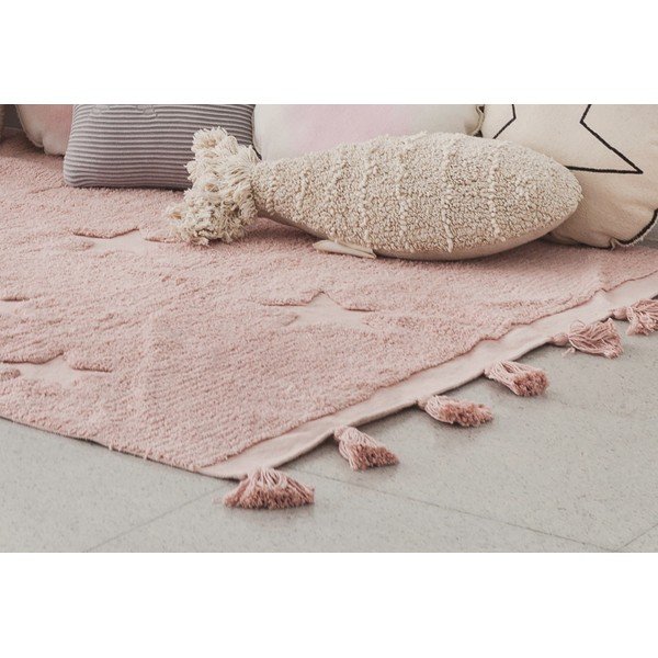 Růžový pratelný ručně tkaný bavlněný dětský koberec 120x175 cm Hippy Stars Vinatge Nude – Lorena Canals-image-3