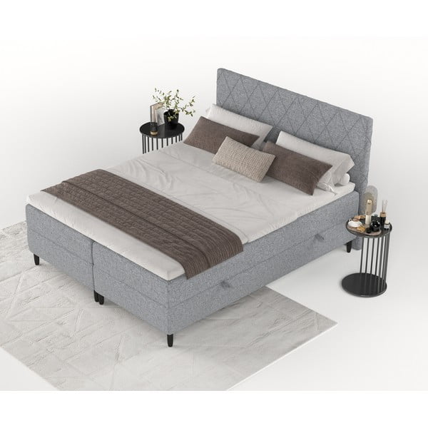 Šedá boxspring postel s úložným prostorem 180x200 cm Gwen – Maison de Rêve-image-3