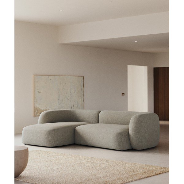 Šedá žinylková rohová pohovka (levý roh/s lenoškou) Martina – Kave Home-image-1