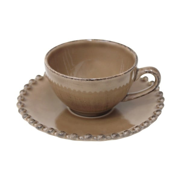 Kakaově hnědý kameninový hrnek s podšálkem Costa Nova Pearl, objem 70 ml