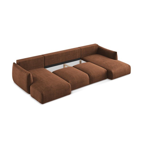 Rozkládací rohová pohovka v terakotové barvě (do "U") Leila – Makamii-image-4