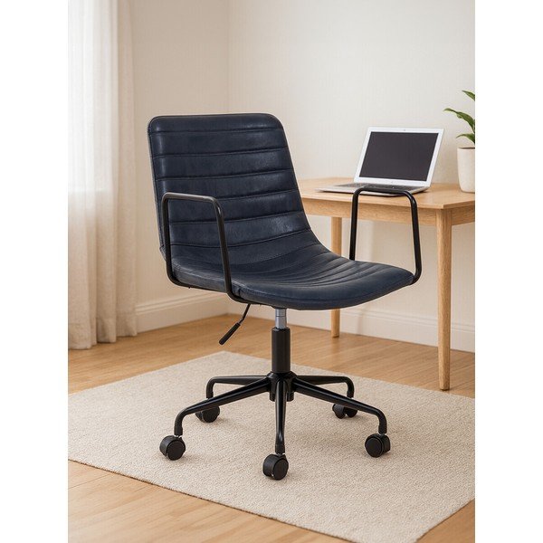 Tmavě šedá kancelářská židle z imitace kůže Forbes – Premier Housewares-image-1