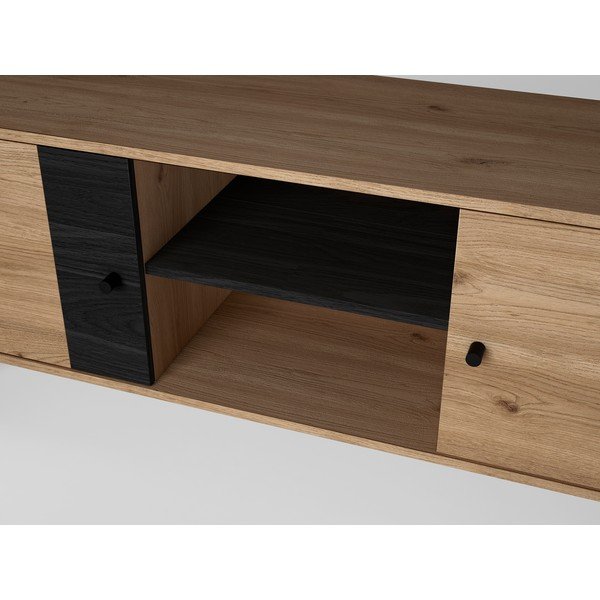 Černý TV stolek v dekoru dubu 136x53 cm Natura - Marckeric-image-3
