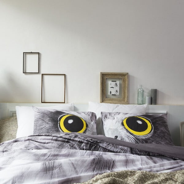 Povlečení Owl Look Grey, 140 x 200 cm