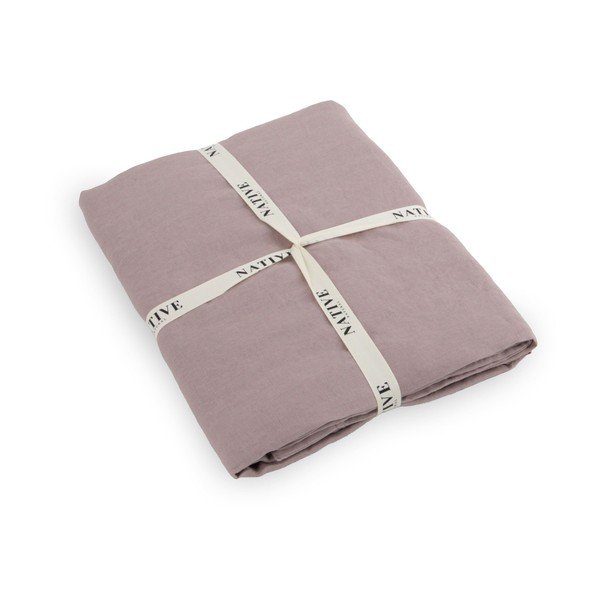 Starorůžové lněné povlečení na jednolůžko 135x200 cm Blush – Native Natural-image-3