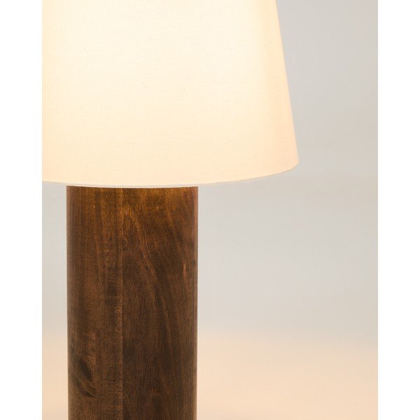 Bílá/v tmavě přírodní barvě stojací lampa s textilním stínidlem (výška 110 cm) Marga – Kave Home-image-4