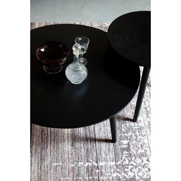 Černý kulatý konferenční stolek v dekoru dubu ø 80 cm Fabio – White Label-image-2