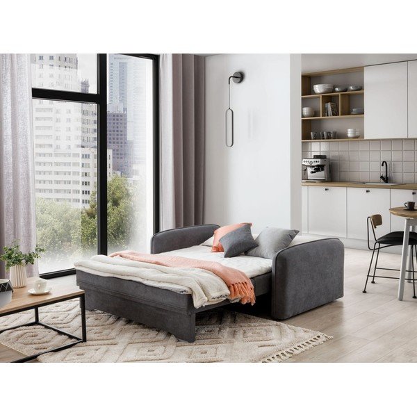 Šedá žinylková rozkládací/s úložným prostorem pohovka 155 cm Laine – ELTAP-image-4