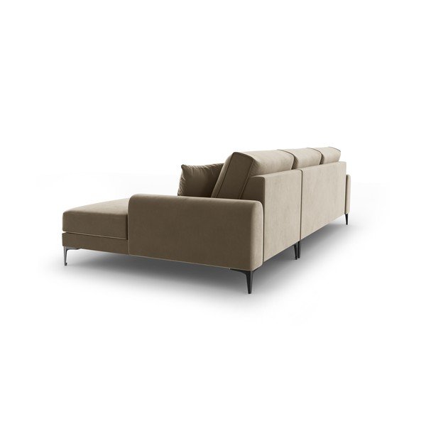 Béžová sametová rohová pohovka Mazzini Sofas Madara, pravý roh-image-3