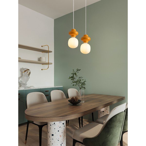 Bílé/oranžové keramické závěsné svítidlo se skleněným stínidlem ø 18 cm Clio – Nova Luce-image-1