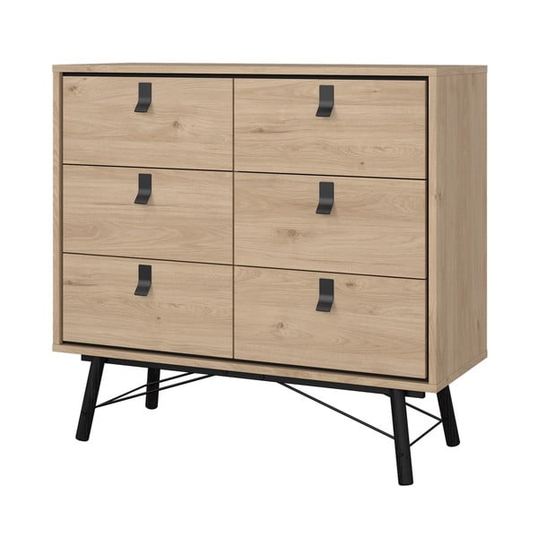 Nízká komoda v dekoru dubu v přírodní barvě 102x99 cm Ry – Tvilum-image-3