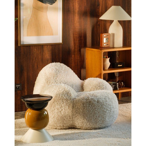 Krémový dětský sedací vak z umělé kožešiny Momo – Wigiwama-image-2