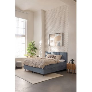 Modrá boxspring postel s úložným prostorem 180x200 cm Elva Bold Line – Bonami Selection
