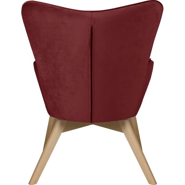 Červené sametové křeslo s podnožkou Niko – Ropez-image-4