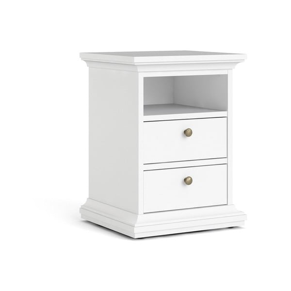 Bílý noční stolek s poličkami Paris - Tvilum-image-2
