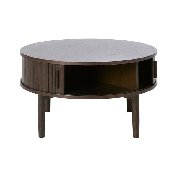 Kulatý konferenční stolek v dekoru dubu v tmavě přírodní barvě ø 85 cm Meta – Unique Furniture-image-2