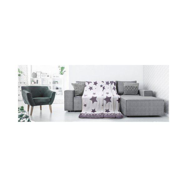 Bílo-šedá deka z mikroperkálu AmeliaHome Starlight, 70 x 150 cm-image-3