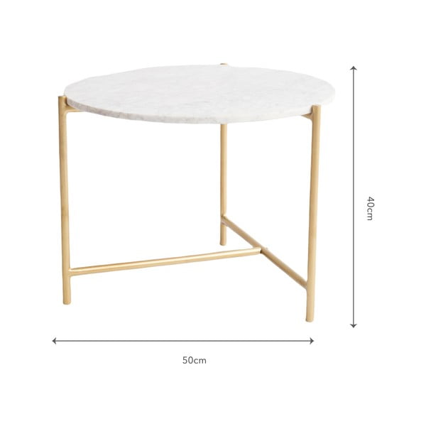 Bílý mramorový kulatý konferenční stolek ø 50 cm Morgans – Really Nice Things-image-3