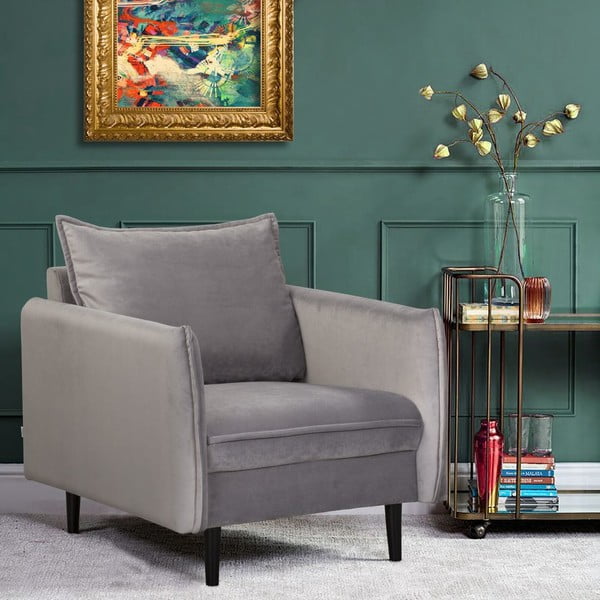 Šedé sametové křeslo Juli – Ropez-image-1